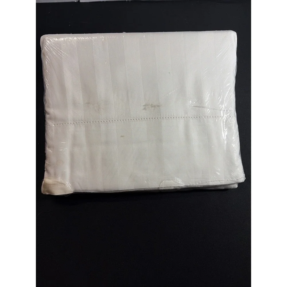 Vintage WestPoint Utica Premium Fitted Sheet Waterbed King WKG White Stripe NWT